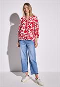 Gemusterte Leinenmix-Bluse glory red