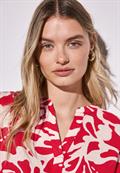 Gemusterte Leinenmix-Bluse glory red