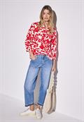 Gemusterte Leinenmix-Bluse glory red