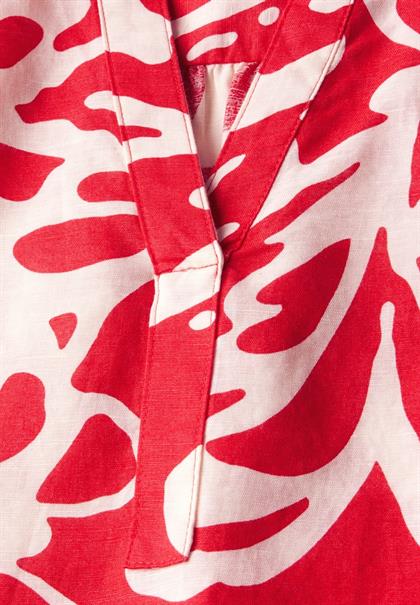 Gemusterte Leinenmix-Bluse glory red