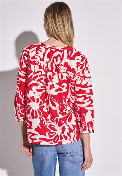 Gemusterte Leinenmix-Bluse glory red