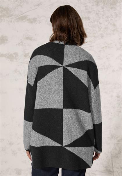 Gemusterte Strickjacke black
