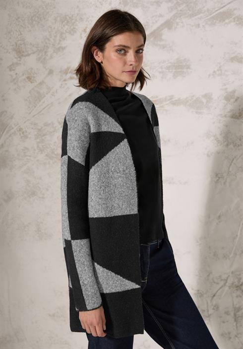 gemusterte-strickjacke-black