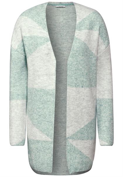 Gemusterte Strickjacke glaced green melange