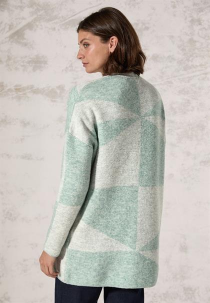 Gemusterte Strickjacke glaced green melange