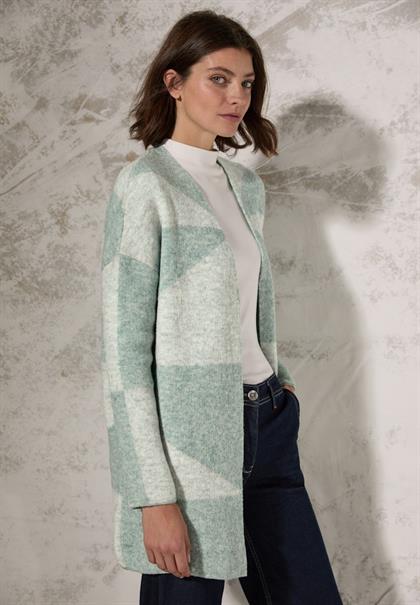 Gemusterte Strickjacke glaced green melange