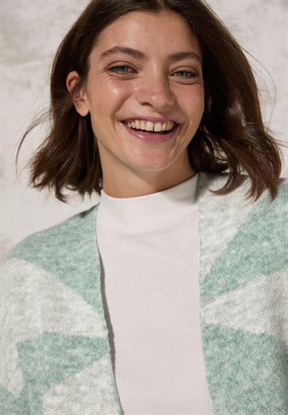 Gemusterte Strickjacke glaced green melange