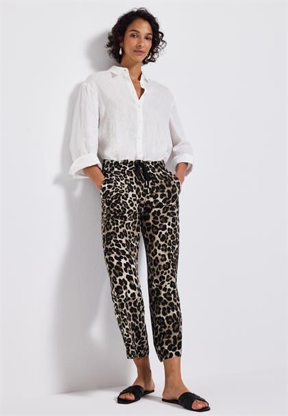 Gemusterte Wide Leg Hose black