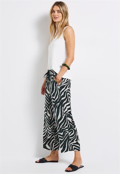 Gemusterte Wide Leg Hose pine grove green