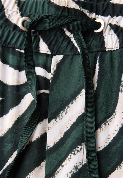 Gemusterte Wide Leg Hose pine grove green