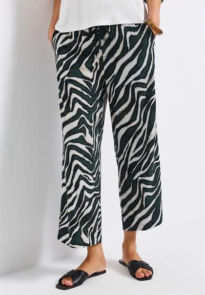 Gemusterte Wide Leg Hose pine grove green