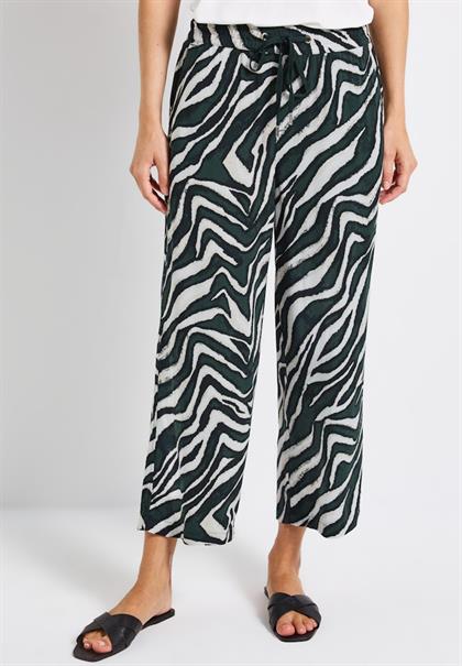 Gemusterte Wide Leg Hose pine grove green