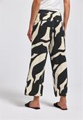Gemusterte Wide Leg Hose whale tail grey