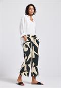 Gemusterte Wide Leg Hose whale tail grey