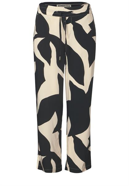 Gemusterte Wide Leg Hose whale tail grey