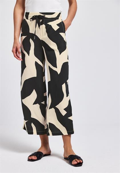 Gemusterte Wide Leg Hose whale tail grey