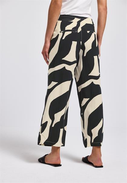 Gemusterte Wide Leg Hose whale tail grey