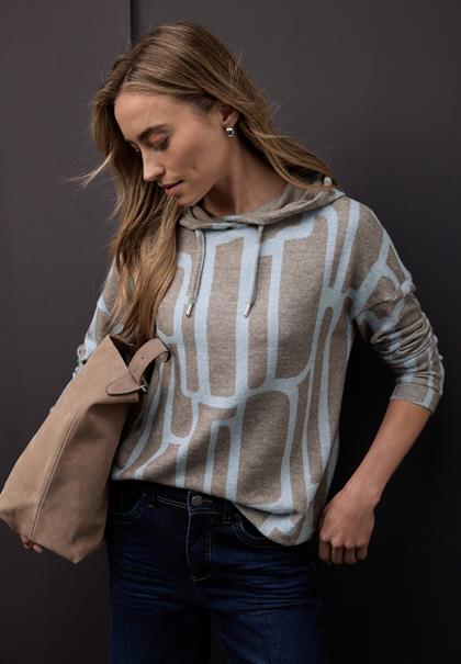 Gemusterter Hoodie Shirt frosted blue