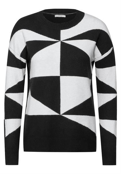 Gemusterter Pullover black