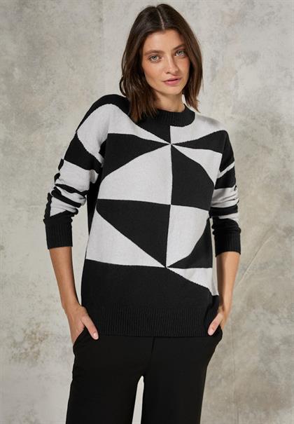 Gemusterter Pullover black