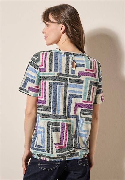 Gemustertes Ausbrenner-Shirt light alabaster white