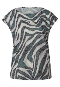 Gemustertes Ausbrenner-Shirt pine grove green