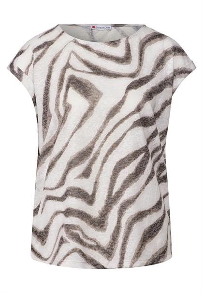 Gemustertes Ausbrenner-Shirt tumbled beige