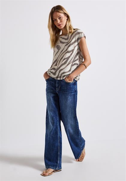 Gemustertes Ausbrenner-Shirt tumbled beige