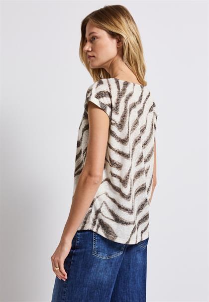 Gemustertes Ausbrenner-Shirt tumbled beige
