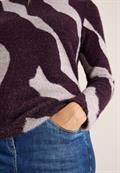 Gemustertes Federgarn Shirt eggplant red