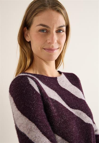 Gemustertes Federgarn Shirt eggplant red