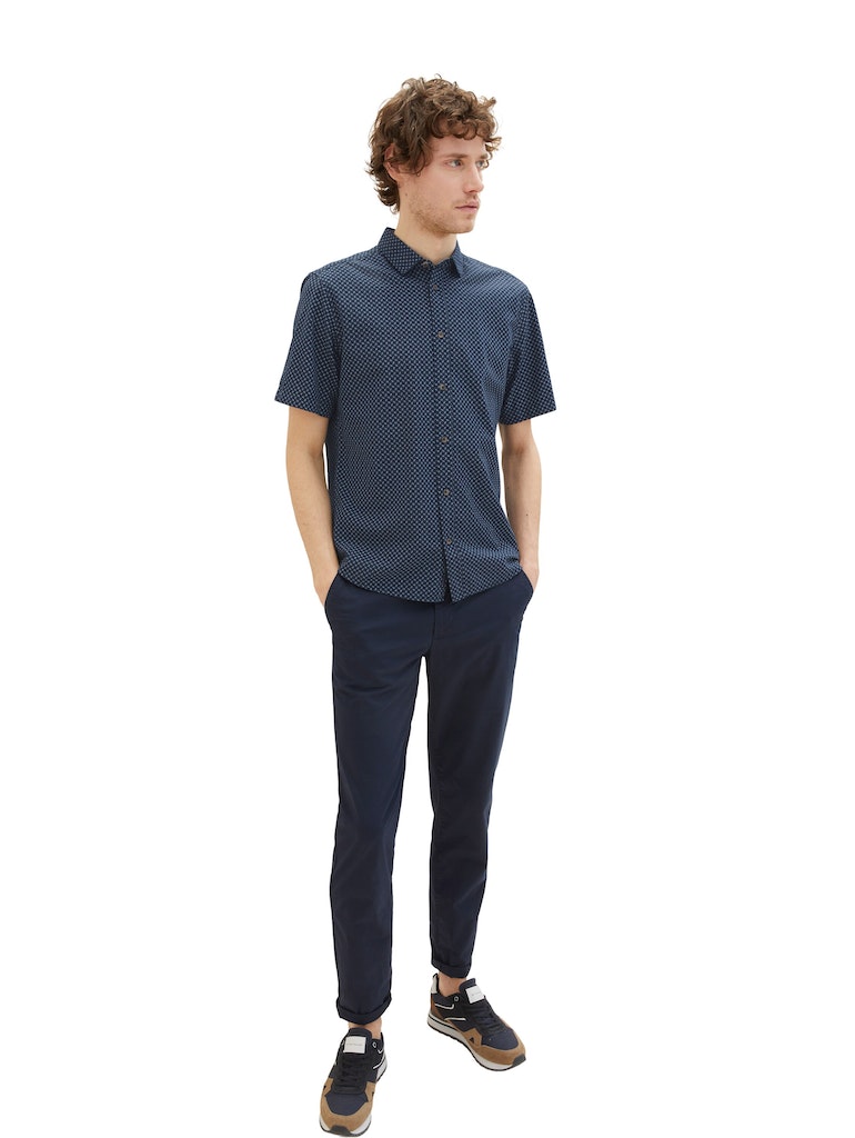 Tom Tailor Herren Halbarmhemd Gemustertes Kurzarmhemd navy blue minimal  design bequem online kaufen bei