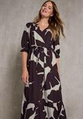 Gemustertes Maxi-Kleid fudge red