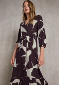 Gemustertes Maxi-Kleid fudge red