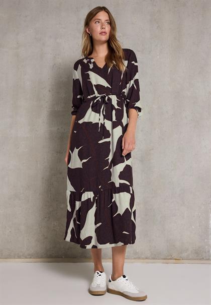 Gemustertes Maxi-Kleid fudge red