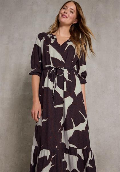 Gemustertes Maxi-Kleid fudge red
