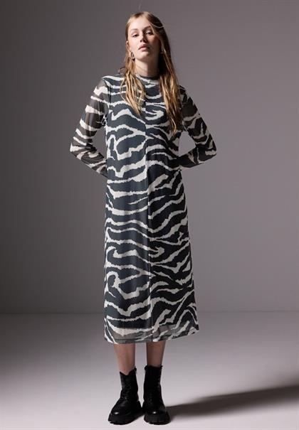 Gemustertes Mesh-Kleid flint grey