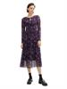Gemustertes Mesh-Midikleid berry autumn floral design