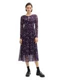 Gemustertes Mesh-Midikleid berry autumn floral design