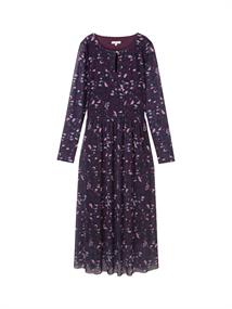 Gemustertes Mesh-Midikleid berry autumn floral design
