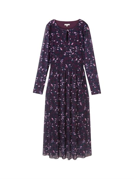 Gemustertes Mesh-Midikleid berry autumn floral design