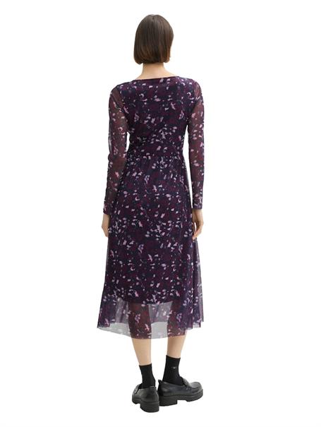 Gemustertes Mesh-Midikleid berry autumn floral design