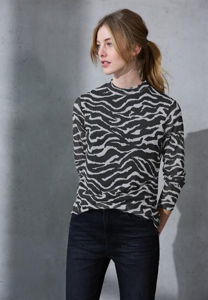 Gemustertes Mesh-Shirt flint grey