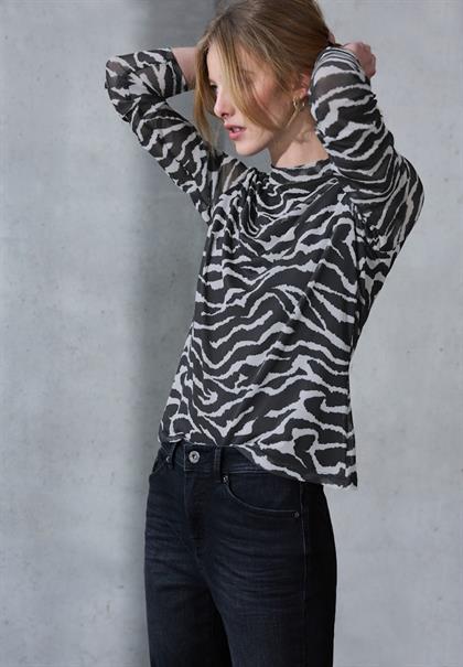Gemustertes Mesh-Shirt flint grey