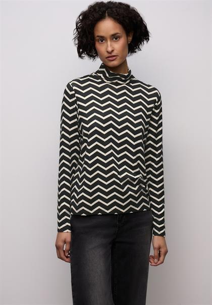 Gemustertes Rollkragenshirt black