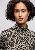 Gemustertes Rollkragenshirt soft beige