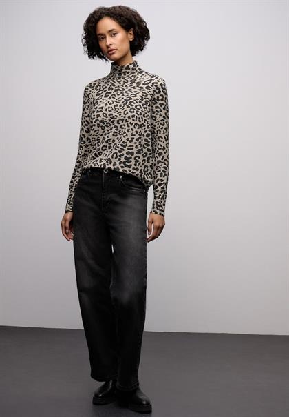 Gemustertes Rollkragenshirt soft beige