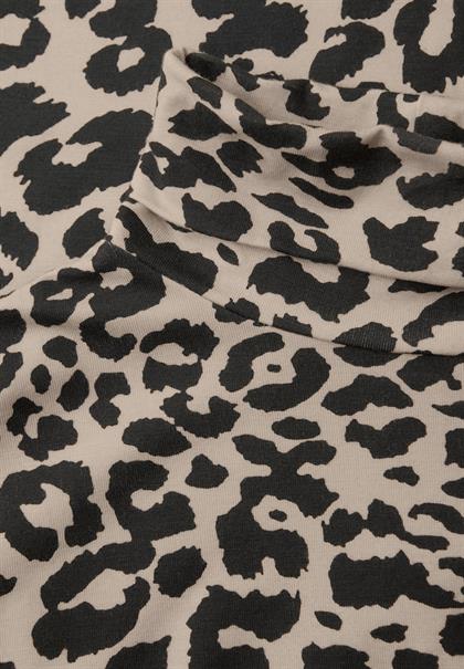 Gemustertes Rollkragenshirt soft beige