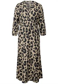 Gemustertes Volant-Kleid coastal beige