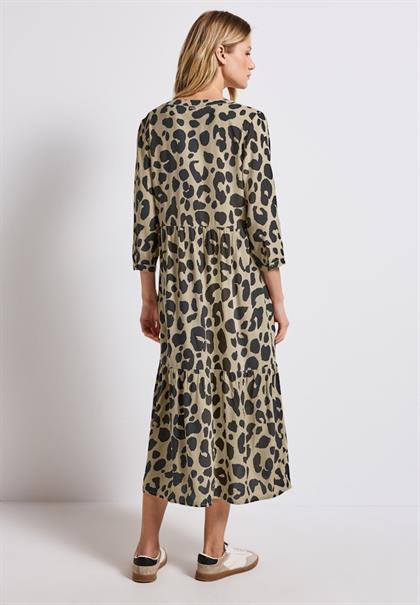 Gemustertes Volant-Kleid coastal beige